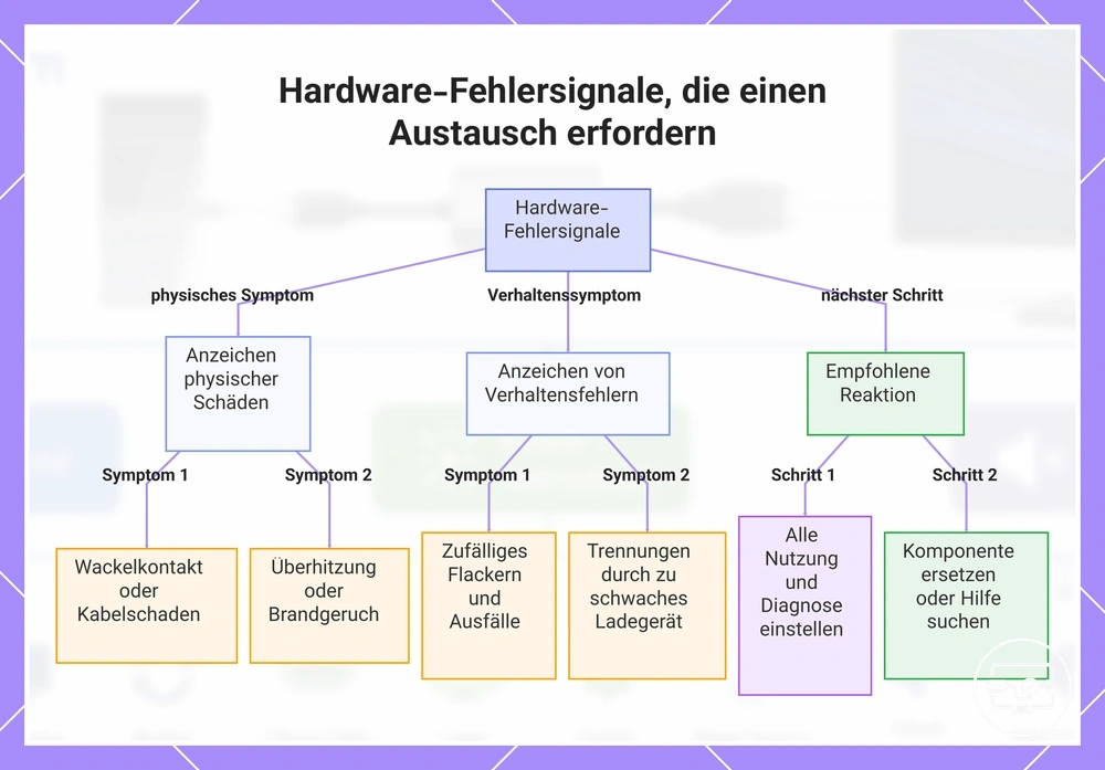 Anzeichen möglicher Hardwarefehler und sichere nächste Schritte