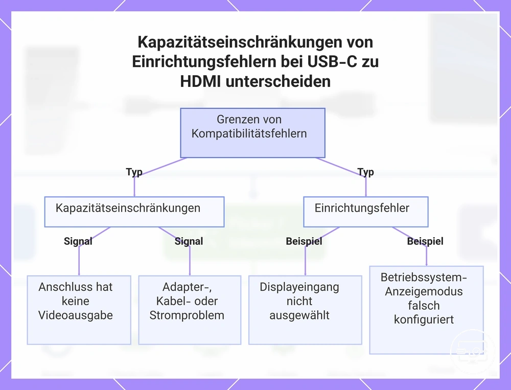 Fähigkeitsgrenzen von Einrichtungsfehlern bei USB-C zu HDMI unterscheiden