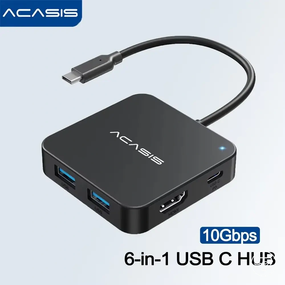 USB-C hub with HDMI 6-in-1, 4K 60Hz