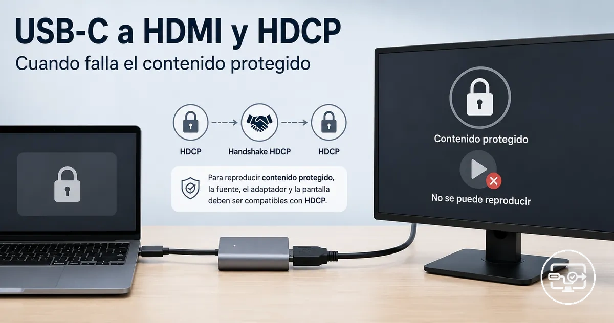 Compatibilidad USB-C a HDMI con HDCP para reproducción de contenido protegido