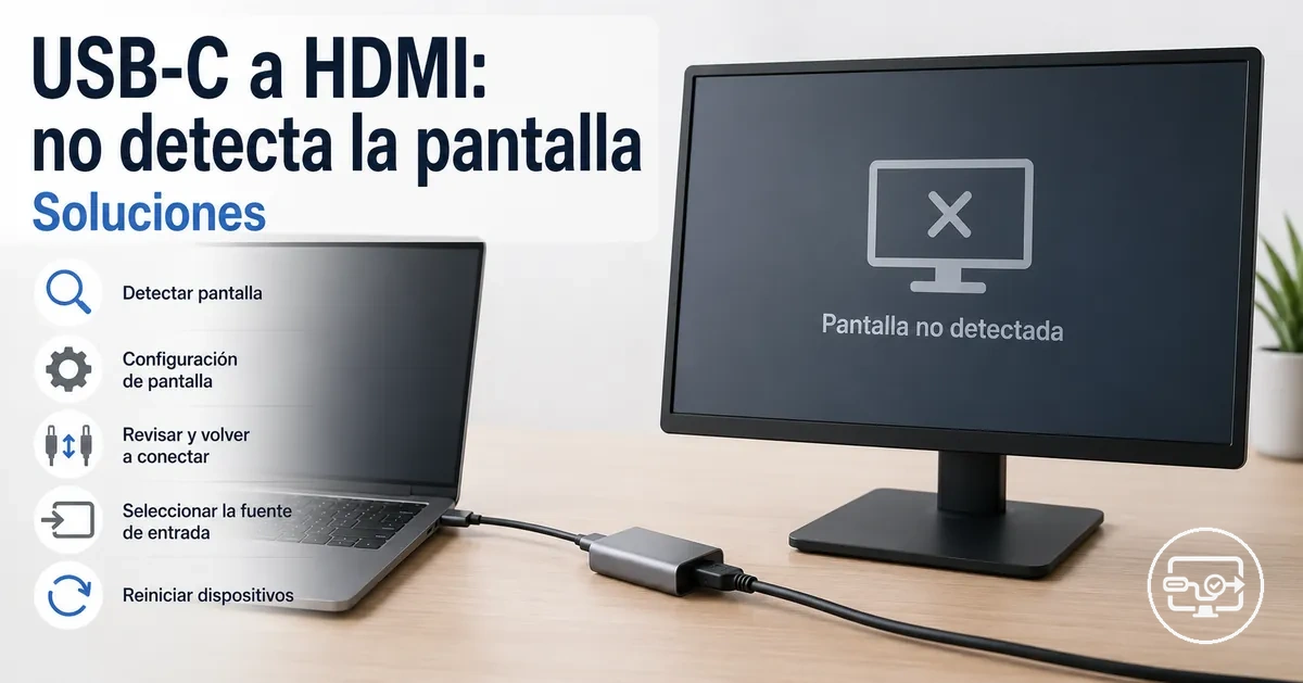 Solución de problemas USB-C a HDMI cuando la pantalla no se detecta