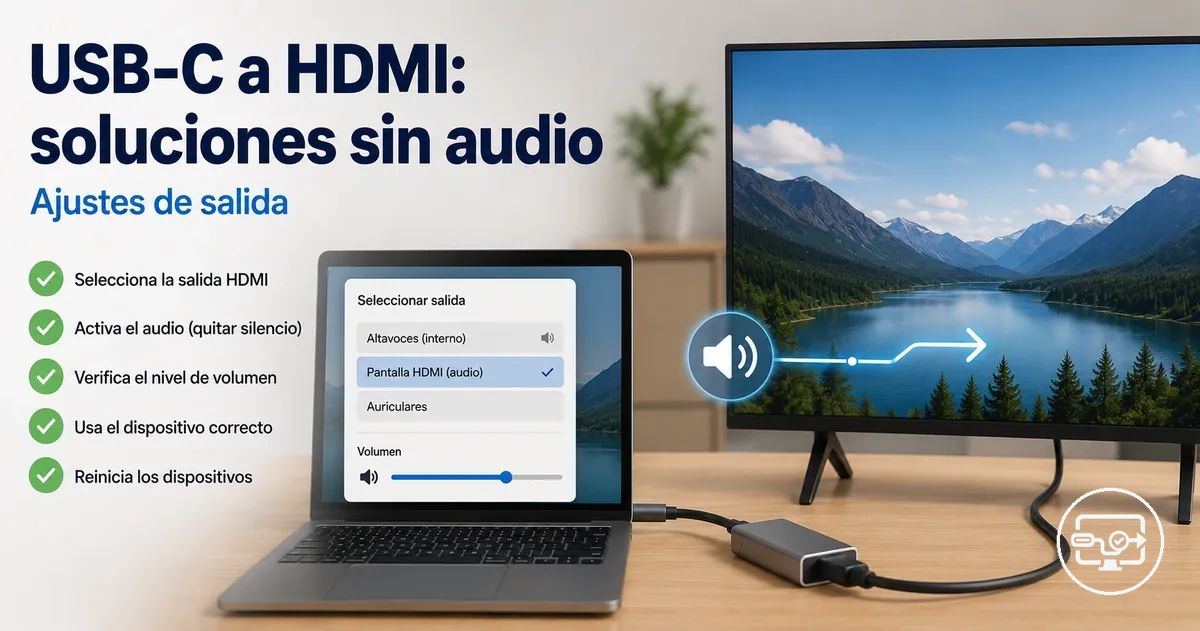 Soluciones para USB-C a HDMI sin audio con selección de salida y enrutamiento de sonido