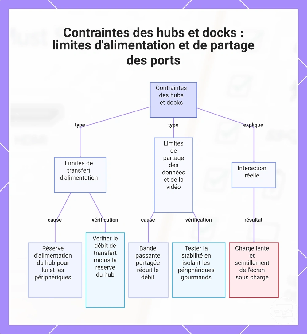 Contraintes des concentrateurs et stations d’accueil : alimentation et partage de bande passante