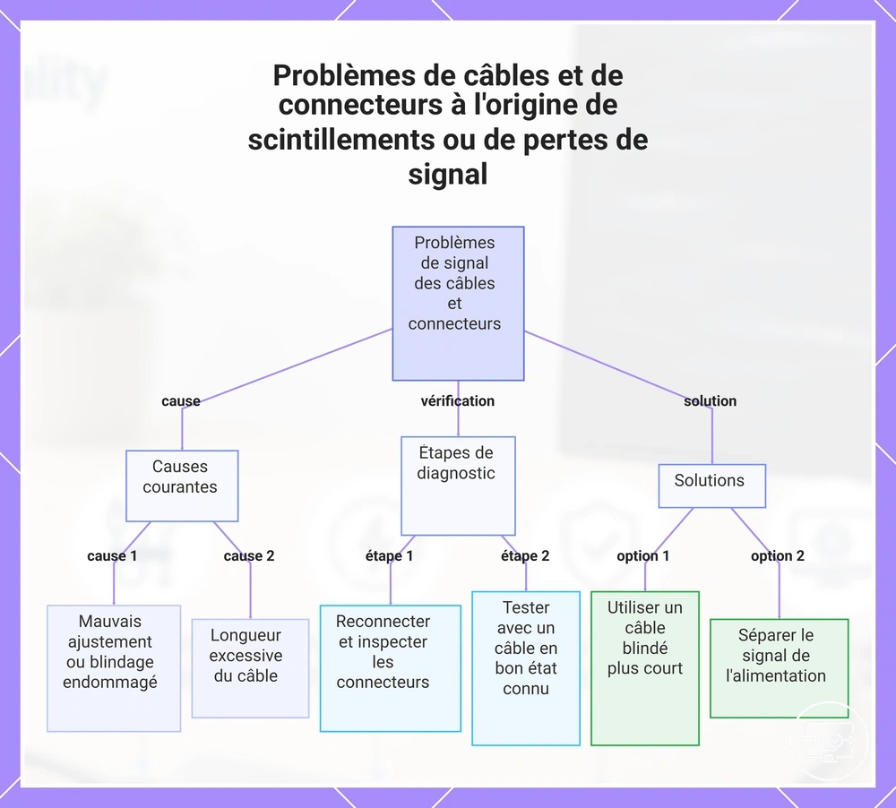 Problèmes de câbles et de connecteurs pouvant provoquer des clignotements ou des pertes de signal