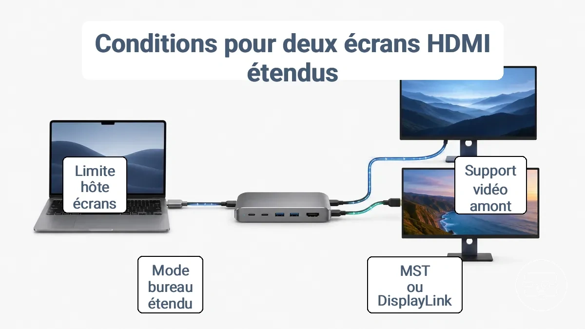 Quand un hub ou dock USB-C peut fournir deux moniteurs HDMI en écrans étendus