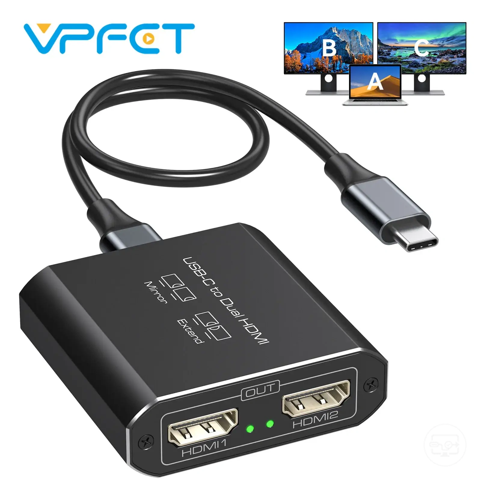 USB-C çift HDMI adaptörü