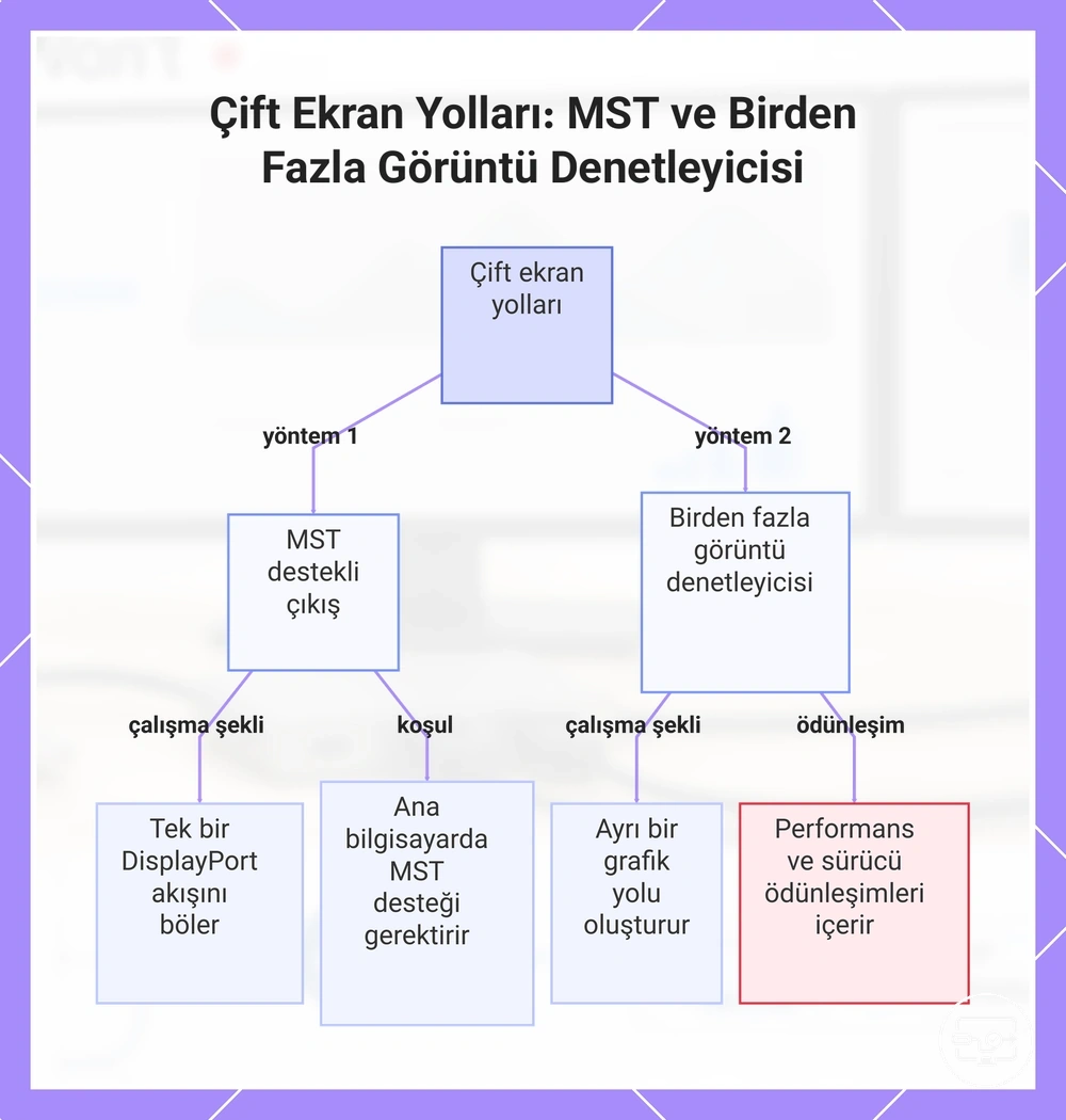 Çift ekran yolları: MST ve birden fazla görüntü denetleyicili dock yaklaşımı