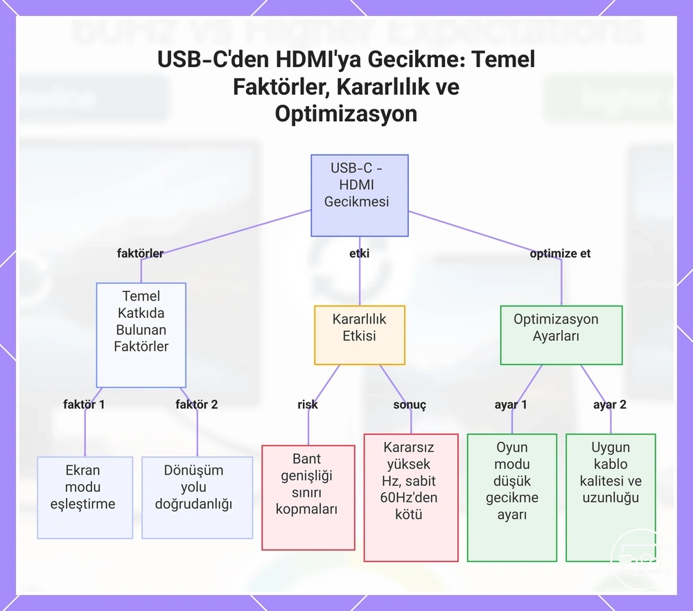USB-C’den HDMI’ye gecikmede yenileme hızı, kararlılık ve ekran işleme etkenleri