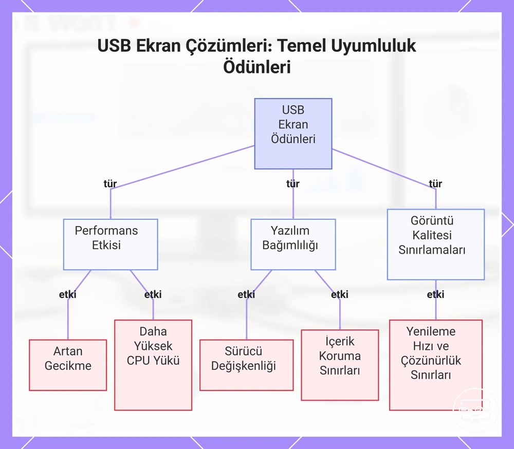 USB tabanlı ekran çözümleri ve temel uyumluluk ödünleşimleri